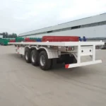 3 Axle Transport 20ft 40ft Container Flatbed Semi Trailer For Sale - Image 3